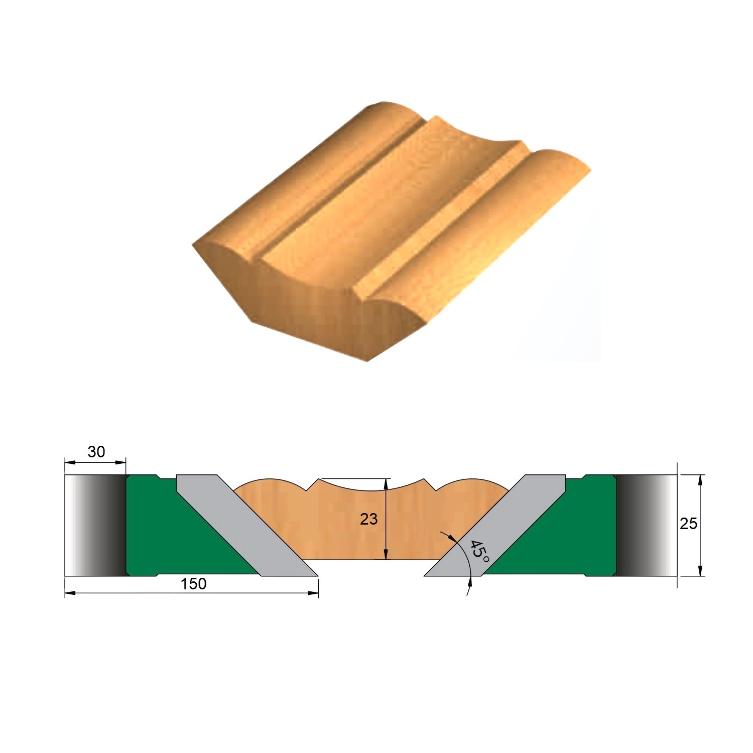 Fresa de Grau para Cimalha Ø150 x 30 - 4 Dentes - Cód. 1520.03